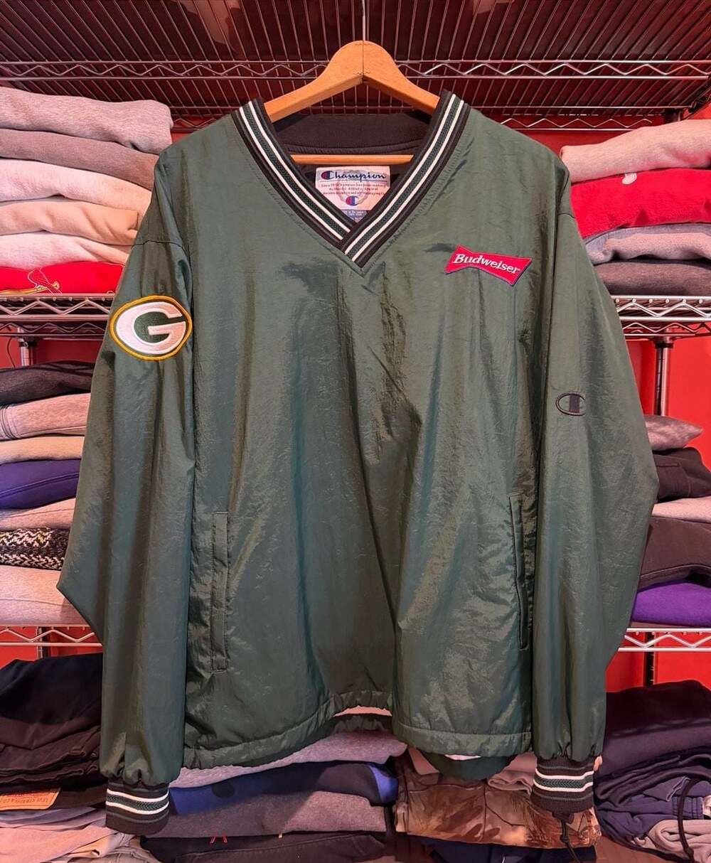 Champion Green Bay Packers Budweiser Vintage Windbreaker Large Men’s